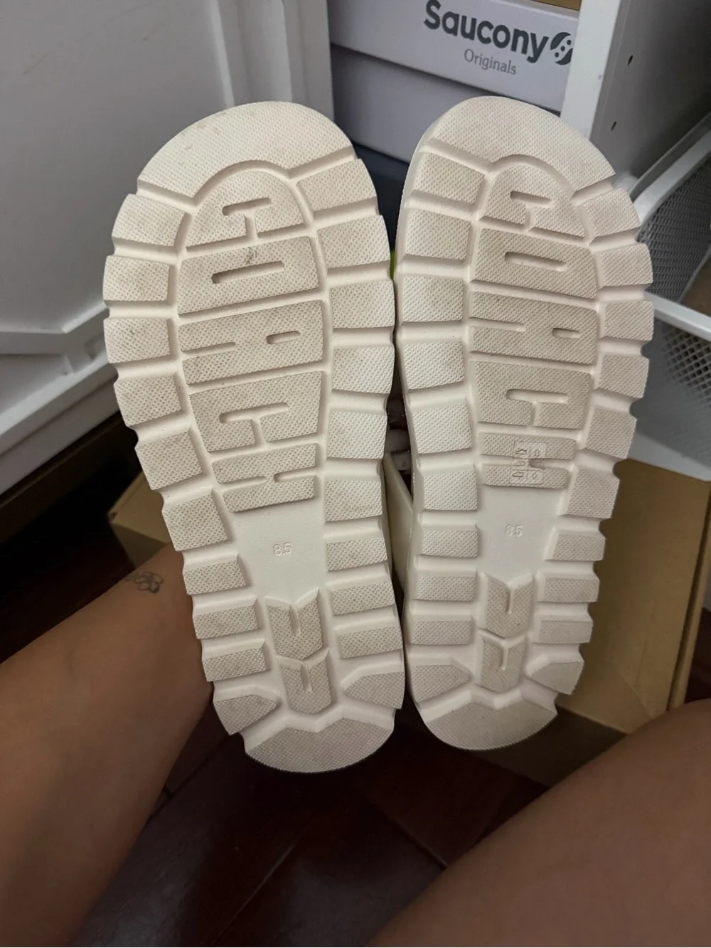 ❌Final Price❌Coach Brynn Chalk Thong Sandals with Gold C Accent